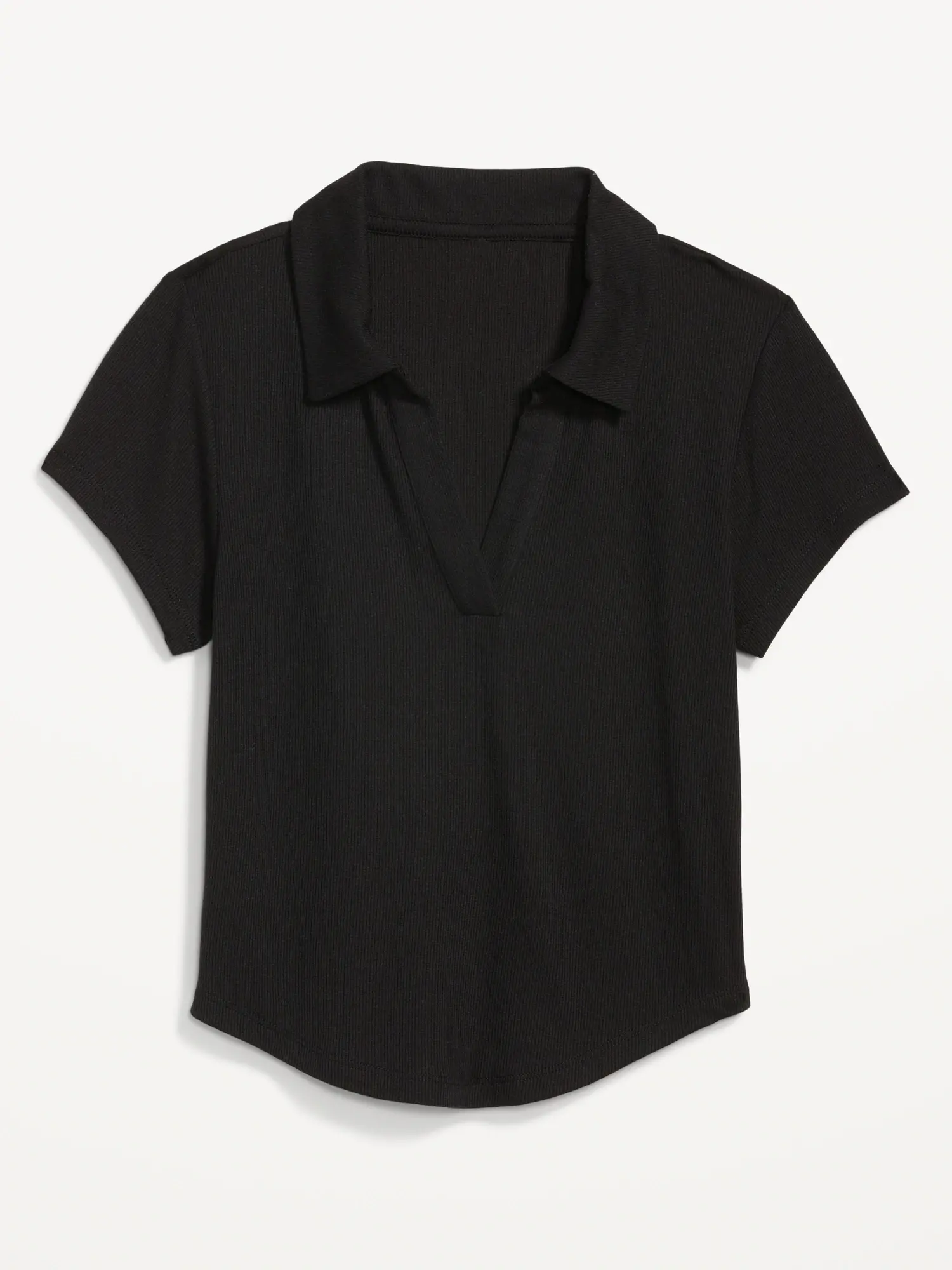 Old Navy UltraLite Rib-Knit Cropped Polo Shirt for Women black. 1