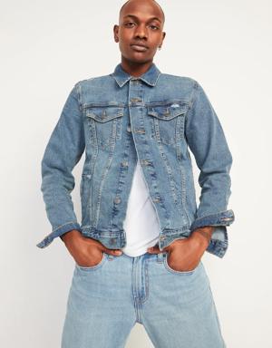 Distressed Built-In Flex Jean Jacket for Men blue