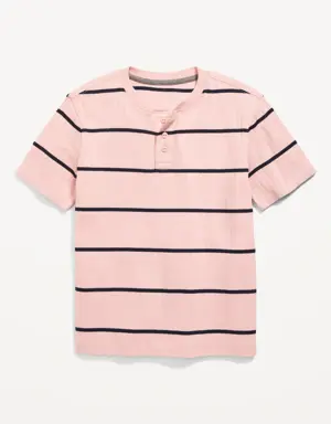 Short-Sleeve Rib-Knit Henley T-Shirt for Boys pink