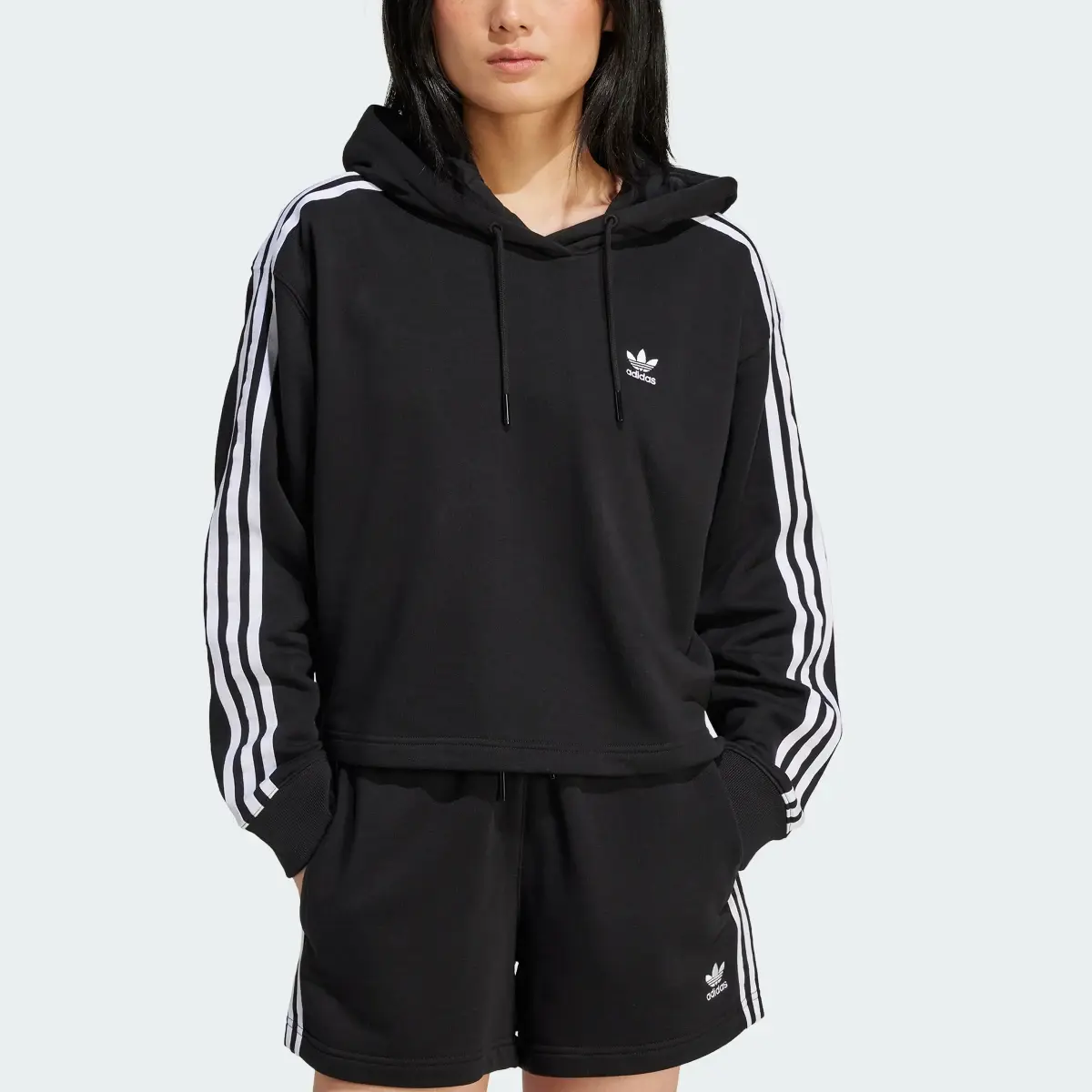 Adidas Adicolor 3-Stripes Short Hoodie. 1