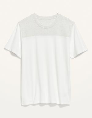 Soft-Washed Color-Block Football T-Shirt for Men white