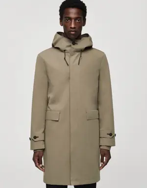 Water-repellent hooded parka