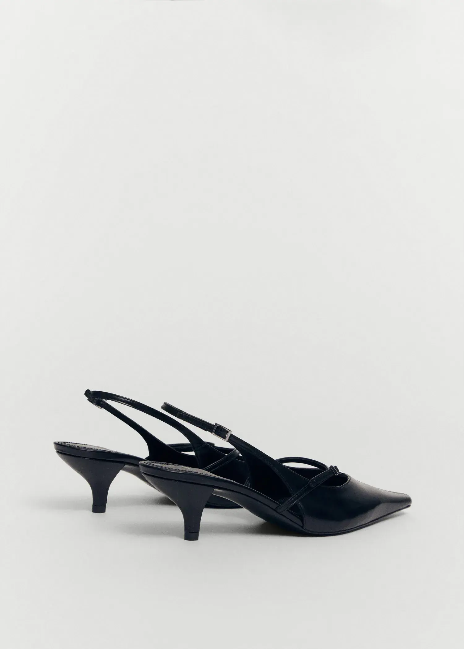 Mango Leather heeled slingback shoes with buckles. 3