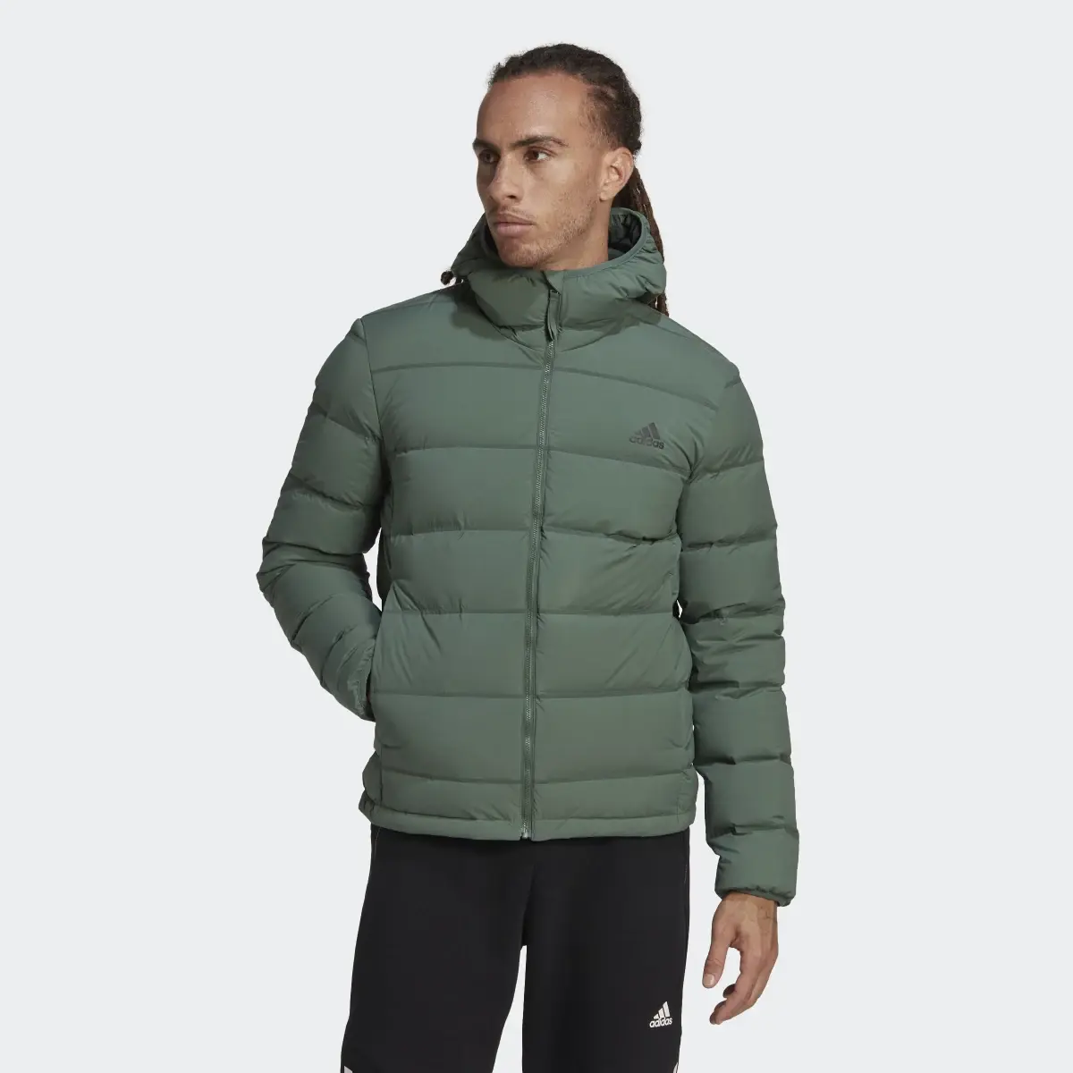 Adidas Helionic Stretch Hooded Down Jacket. 2