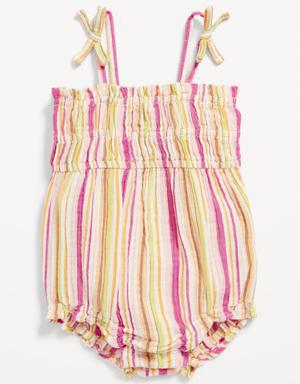 Matching Sleeveless Tie-Bow One-Piece Romper for Baby pink