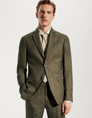 100% linen slim-fit suit jacket