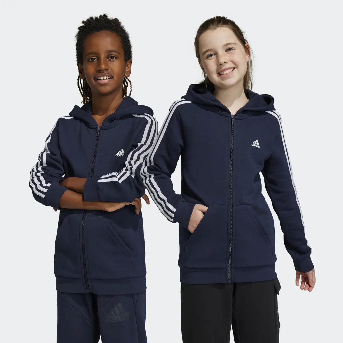 Adidas Essentials 3-Stripes Fleece Full-Zip Hoodie. 1
