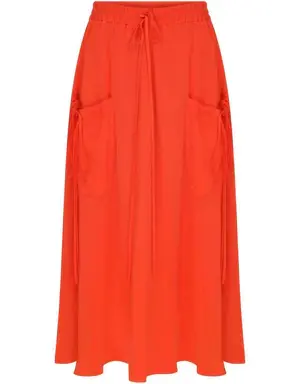 Sporty Vibe Orange Midi Skirt