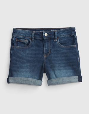 Kids Denim Midi Shorts with Washwell blue