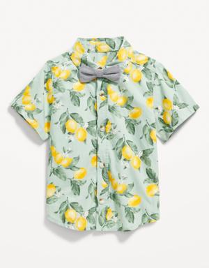 Short-Sleeve Printed Poplin Shirt & Bow-Tie Set for Toddler Boys yellow