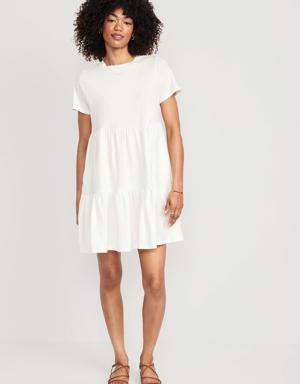 Tiered Mini Swing T-Shirt Dress for Women white