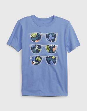 Kids 100% Organic Cotton Graphic T-Shirt blue