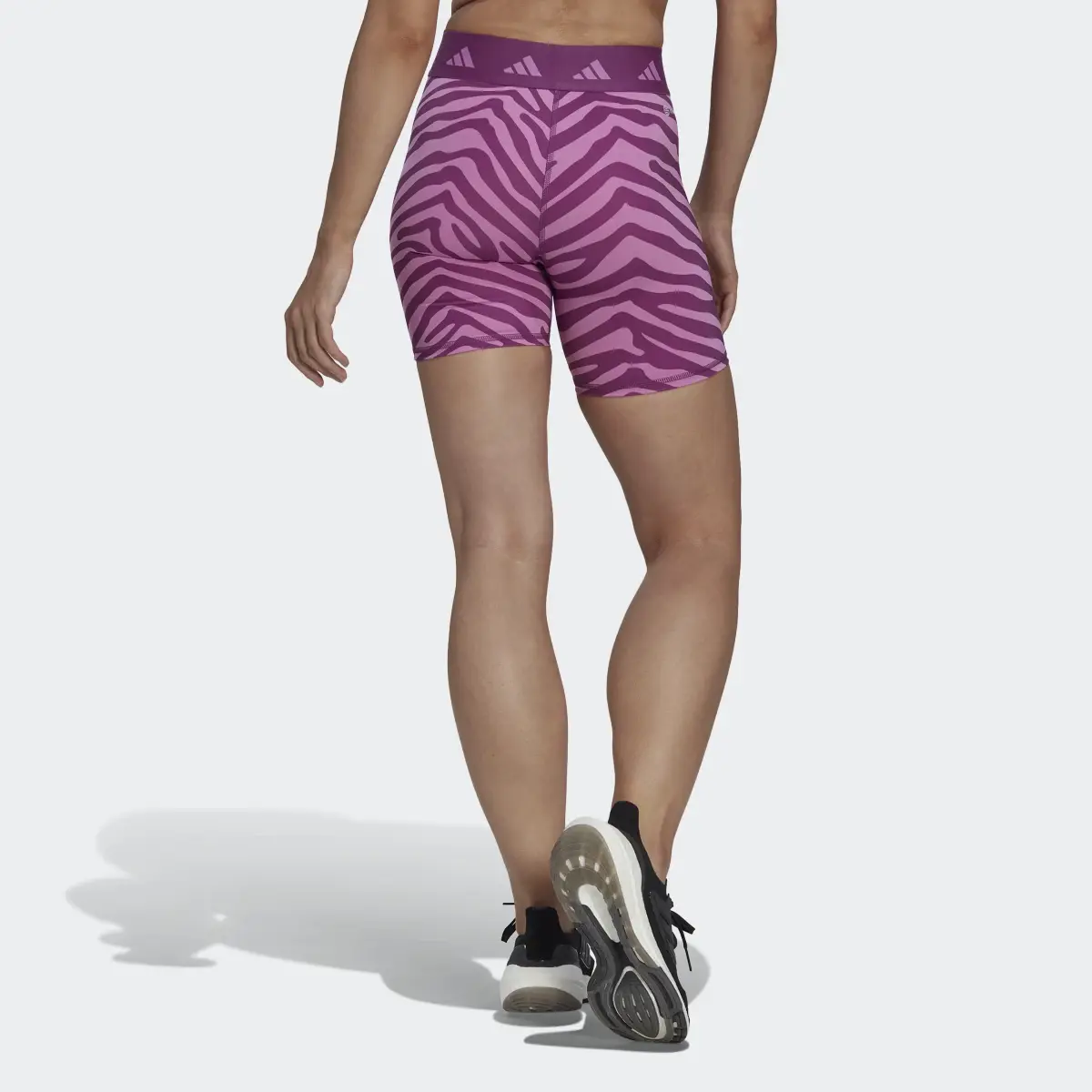 Adidas Hyperglam Techfit Zebra High-Waisted Shorts. 2