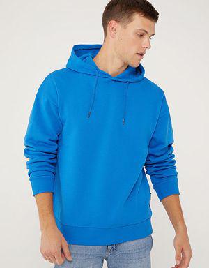 Kapüşonlu Mavi Sweatshirt
