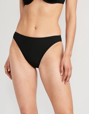 High-Waisted French-Cut Ribbed Bikini Swim Bottoms black