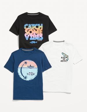 Soft-Washed Graphic T-Shirt 3-Pack for Boys blue