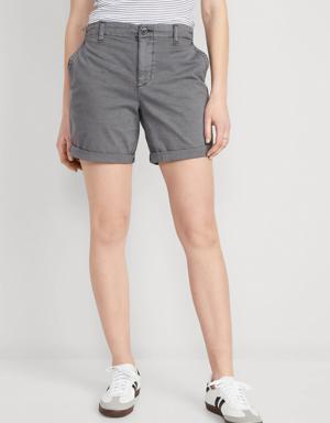 High-Waisted OGC Pull-On Chino Shorts for Women -- 7-inch inseam gray