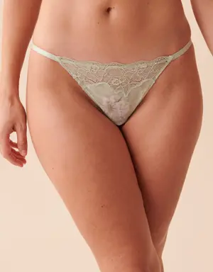 Adjustable Lace and Mesh String Panty