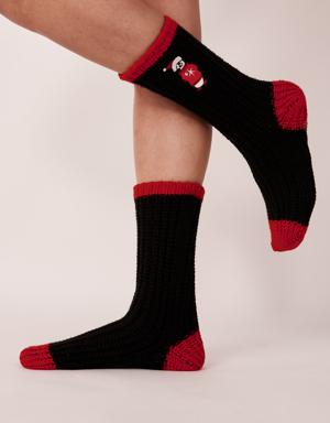 Knitted Socks with winter Embroidery