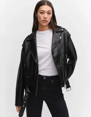 Oversized leather-effect jacket