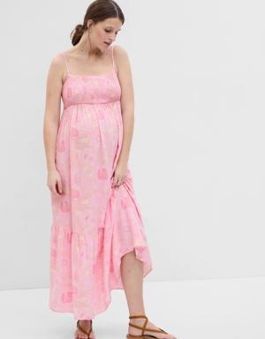 Maternity Smocked Maxi Dress pink