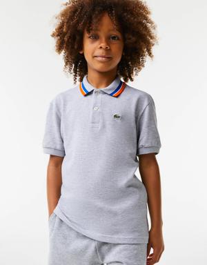 Boys' Lacoste Tricolour Collar Cotton Petit Piqué Polo