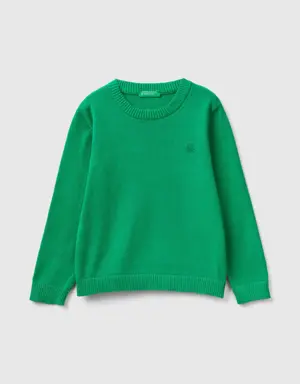 sweater in pure cotton with logo