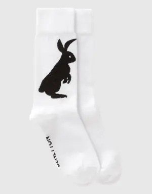 white socks with bunny design