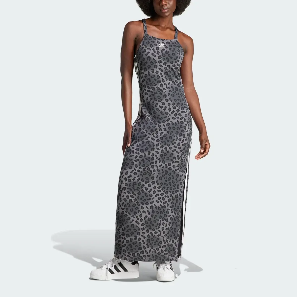 Adidas Originals Leopard Luxe 3-Stripes Maxi Dress. 1