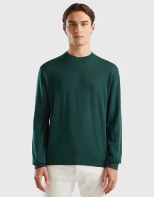 dark green sweater in pure merino wool