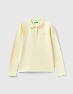 long sleeve polo in organic cotton