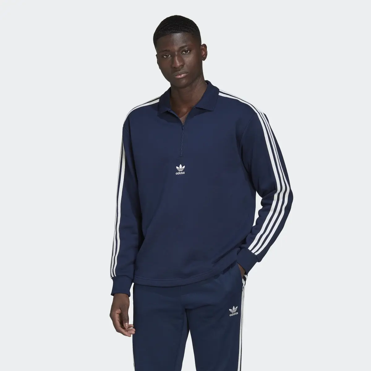 Adidas Adicolor 3-Stripes Long Sleeve Polo Sweatshirt. 2