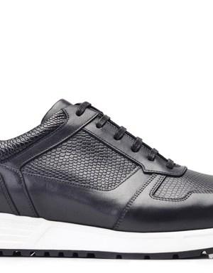 Hakiki Deri Siyah Sneaker Erkek Ayakkabı -10437-