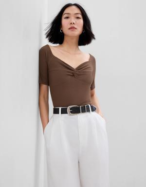 Gap Mini Rib Sweetheart T-Shirt brown