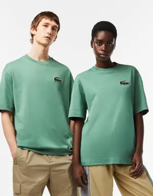 Lacoste T-shirt unisex in cotone biologico loose fit con coccodrillo grande