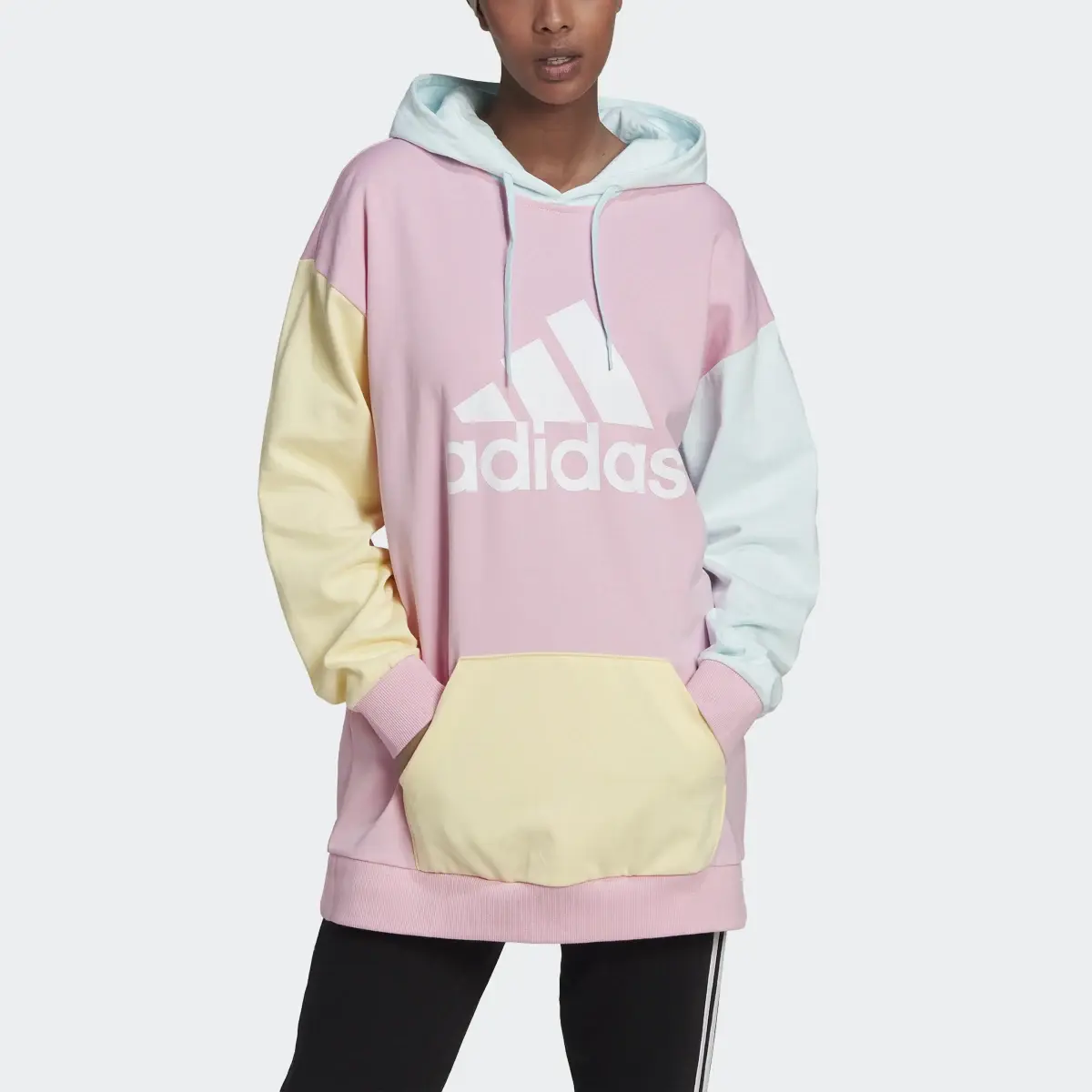Adidas Essentials Colorblock Logo Oversized Hoodie. 1