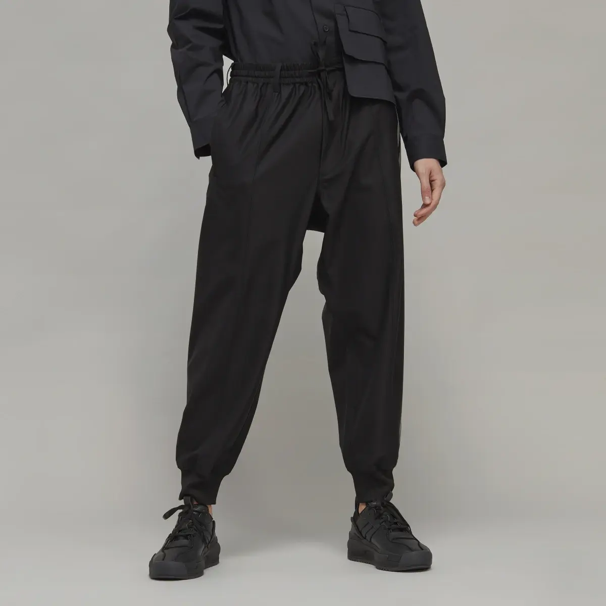 Adidas Y-3 3-Stripes Refined Wool Cuffed Joggers. 1