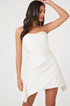 Forever 21 Forever 21 Satin Sweetheart Mini Dress Vanilla. 2