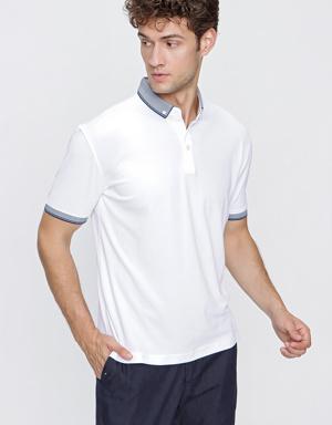 Beyaz Kısa Kol Merserize Polo Yaka Slim Fit Dar Kesim Casual T-Shirt 1011220109