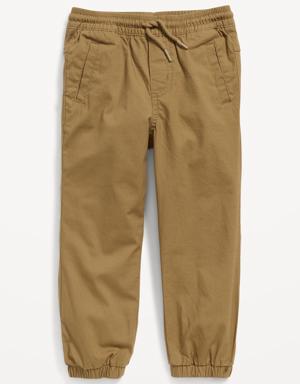 Functional-Drawstring Canvas Jogger Pants for Toddler Boys brown