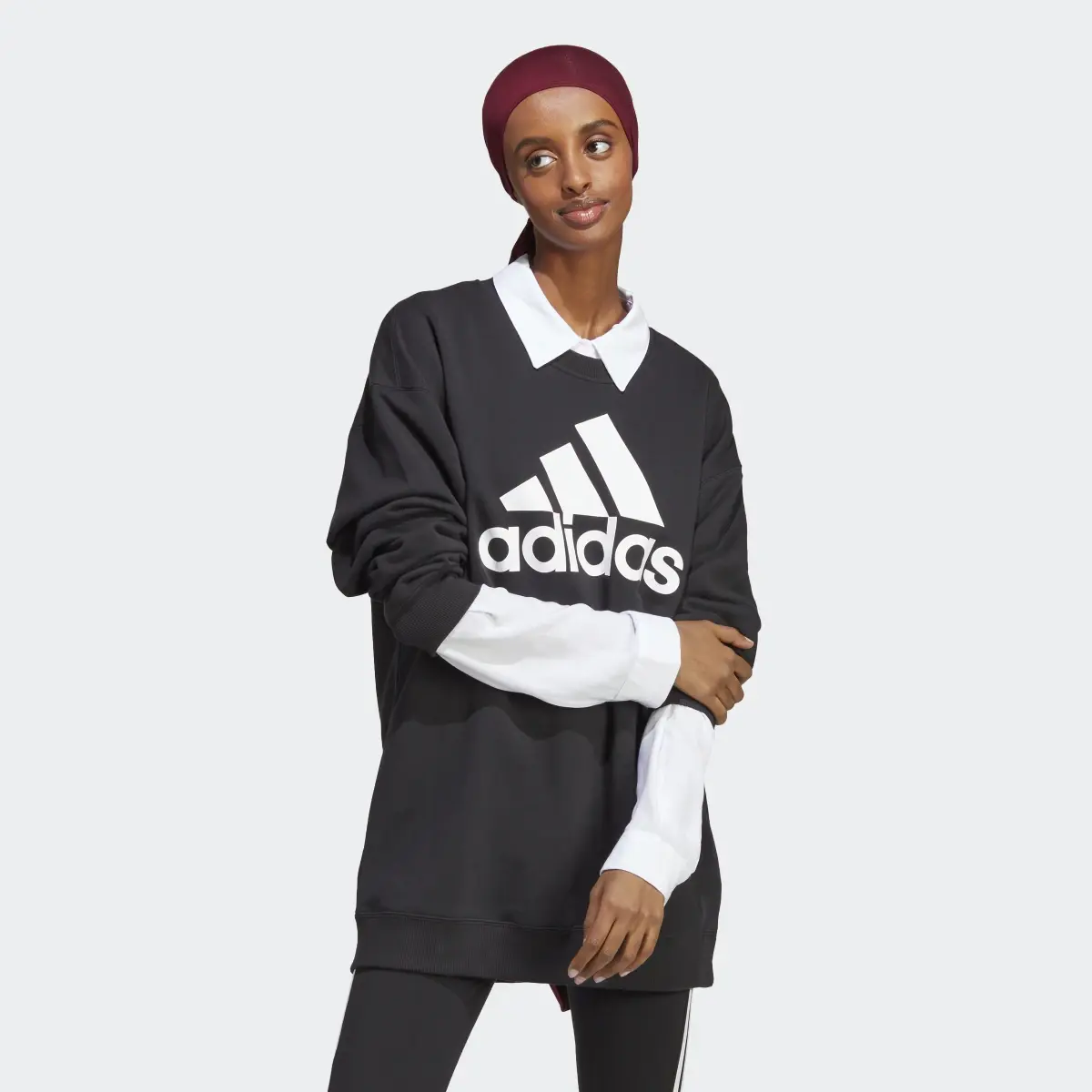 Adidas Sudadera Essentials Logo Extra Grande Tela French Terry Ajuste Holgado. 2