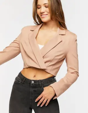 Forever 21 Cropped Notched Lapel Blazer Taupe