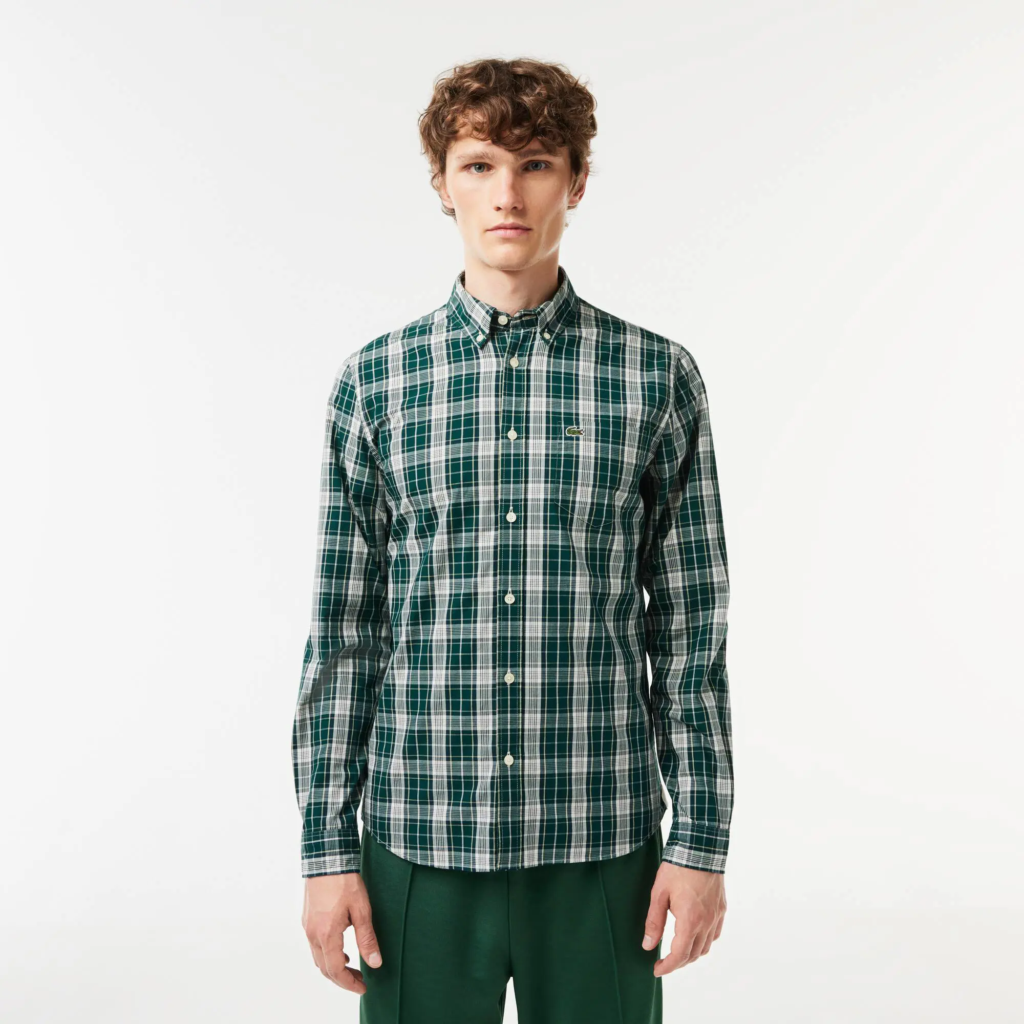 Lacoste Check Print Stretch Shirt. 1