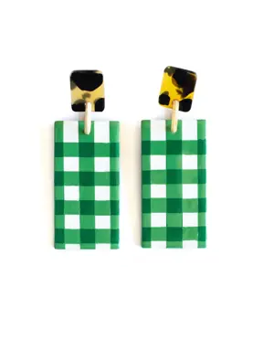 Grass Green Gingham Cabana Earrings green