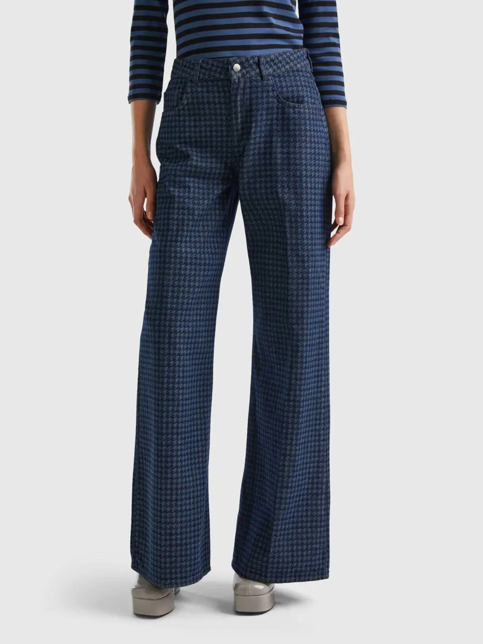 Benetton houndstooth jeans with wide leg. 1