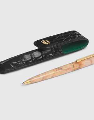 Pen with crocodile Interlocking G case