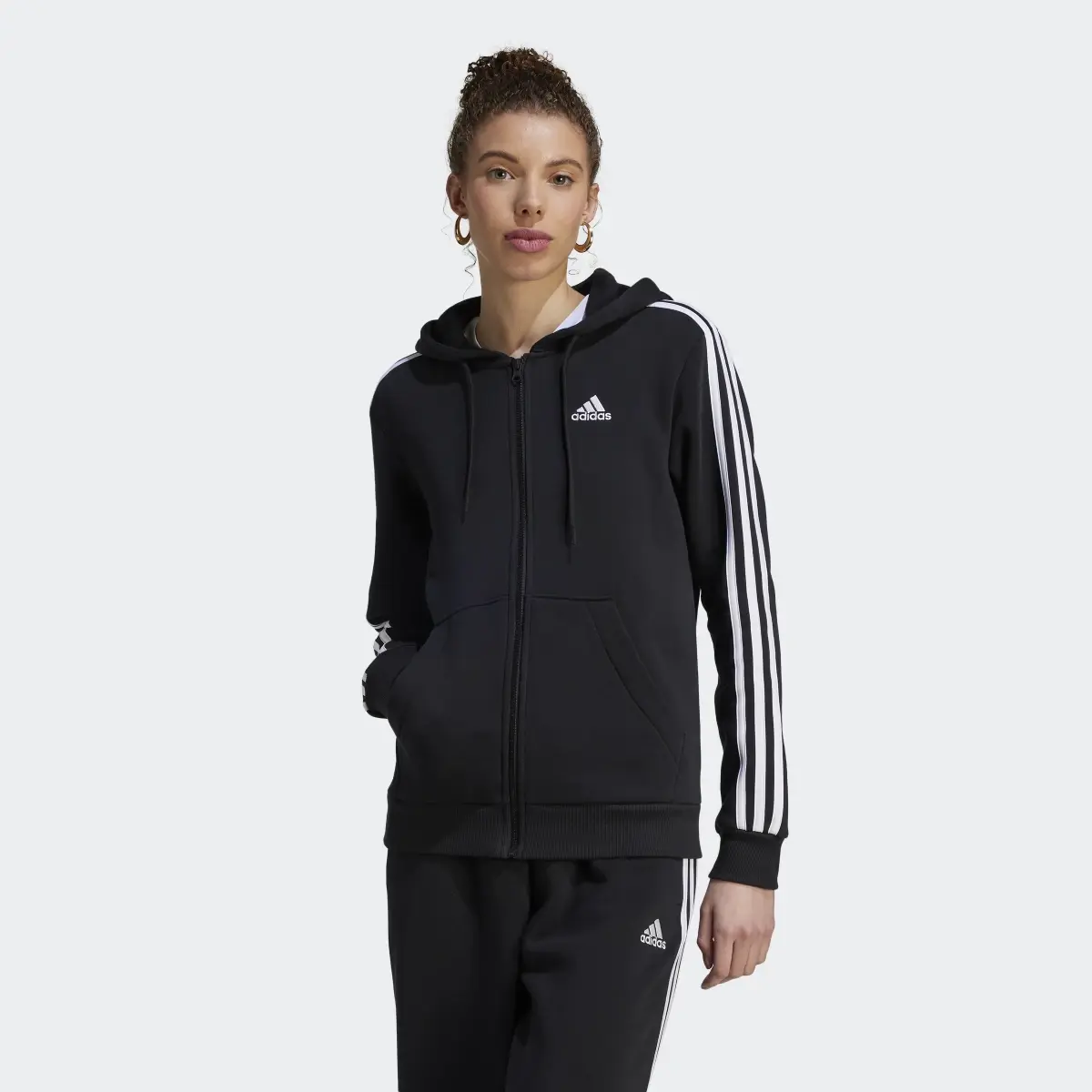 Adidas Essentials 3-Stripes Full-Zip Fleece Hoodie. 1