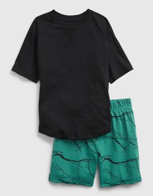 Kids 100% Recycled PJ Shorts Set black