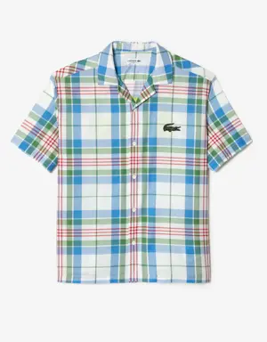 Camisa de hombre Lacoste de manga corta en algodón ecológico de cuadros