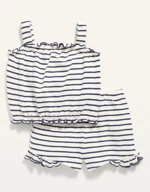 Old Navy Sleeveless Ruffle-Trim Top and Shorts Set for Toddler Girls blue